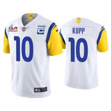 Men's Los Angeles Rams #10 Cooper Kupp White Super Bowl LVI Captain Patch Jersey