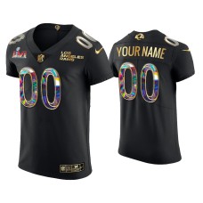 Men's Los Angeles Rams #00 Custom Black Super Bowl LVI Champions Diamond Jersey