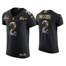 Men's Los Angeles Rams #2 Robert Woods Black Super Bowl LVI Champions Diamond Jersey