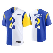 Men's Los Angeles Rams #2 Robert Woods Royal White 2021 Split Game Jersey