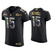 Men's Los Angeles Rams #15 Tutu Atwell Black Super Bowl LVI Champions Diamond Jersey