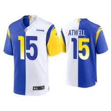 Men's Los Angeles Rams #15 Tutu Atwell Royal White 2021 Split Game Jersey