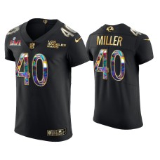 Men's Los Angeles Rams #40 Von Miller Black Super Bowl LVI Champions Diamond Jersey