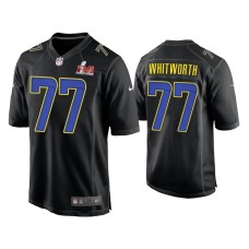 Men's Los Angeles Rams #77 Andrew Whitworth Super Bowl LVI Black Game Fashion Jersey