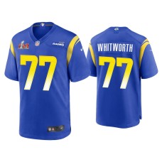 Men's Los Angeles Rams #77 Andrew Whitworth Super Bowl LVI Royal Game Jersey