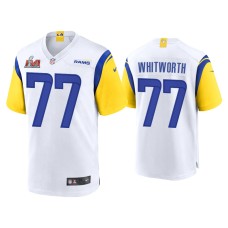 Men's Los Angeles Rams #77 Andrew Whitworth Super Bowl LVI White Game Jersey