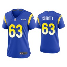 Women's Los Angeles Rams #63 Austin Corbett Royal Game Jersey