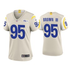 Women's Los Angeles Rams #95 Bobby Brown III Bone Game Jersey