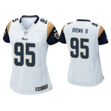 Women's Los Angeles Rams #95 Bobby Brown III White Game Jersey