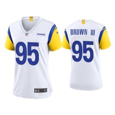 Women's Los Angeles Rams #95 Bobby Brown III White Alternate Game Jersey