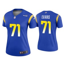 Women's Los Angeles Rams #71 Bobby Evans Royal Legend Jersey