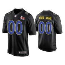 Men's Los Angeles Rams #00 Custom Super Bowl LVI Black Game Fashion Jersey