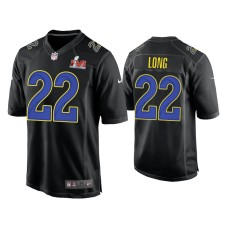 Men's Los Angeles Rams #22 David Long Super Bowl LVI Black Game Fashion Jersey