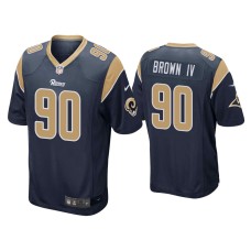 Men's Los Angeles Rams #90 Earnest Brown IV Navy Game Jersey