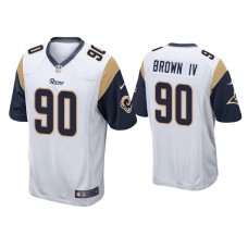 Men's Los Angeles Rams #90 Earnest Brown IV White Game Jersey