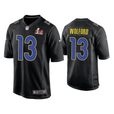 Men's Los Angeles Rams #13 John Wolford Super Bowl LVI Black Game Fashion Jersey