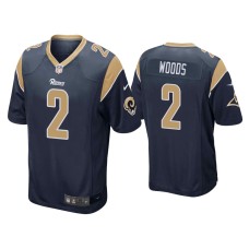 Men's Los Angeles Rams #2 Robert Woods Navy Game Jersey