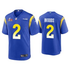 Men's Los Angeles Rams #2 Robert Woods Super Bowl LVI Royal Game Jersey