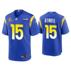 Men's Los Angeles Rams #15 Tutu Atwell Super Bowl LVI Royal Game Jersey