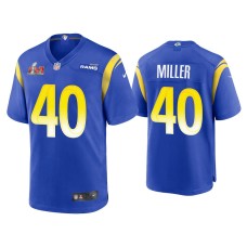 Men's Los Angeles Rams #40 Von Miller Super Bowl LVI Royal Game Jersey