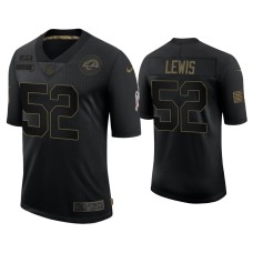 Men's Los Angeles Rams #52 Terrell Lewis Black 2020 Salute to Service Limited Jersey