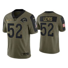 Men's Los Angeles Rams #52 Terrell Lewis Olive 2021 Salute To Service Limited Jersey