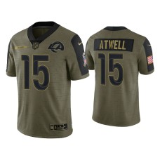 Men's Los Angeles Rams #15 Tutu Atwell Olive 2021 Salute To Service Limited Jersey