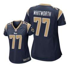 Women's Los Angeles Rams #77 Navy Andrew Whitworth Nike Game Jersey