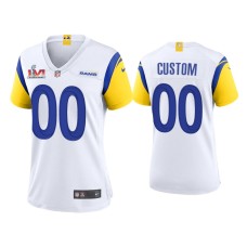 Women's Los Angeles Rams #00 Custom Super Bowl LVI Champions White Game Jersey