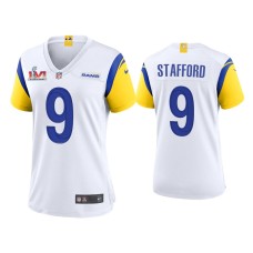 Women's Los Angeles Rams #9 Matthew Stafford Super Bowl LVI Champions White Game Jersey