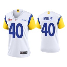 Women's Los Angeles Rams #40 Von Miller Super Bowl LVI Champions White Game Jersey