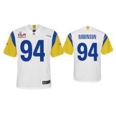 Youth Los Angeles Rams #94 A'Shawn Robinson Super Bowl LVI White Game Jersey