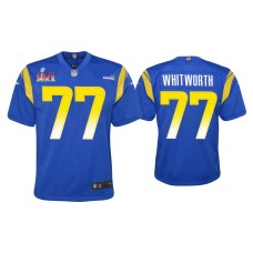 Youth Los Angeles Rams #77 Andrew Whitworth Super Bowl LVI Royal Game Jersey