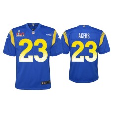 Youth Los Angeles Rams #23 Cam Akers Super Bowl LVI Royal Game Jersey