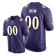 Men's Baltimore Ravens #00 Purple Custom Nike Game Jersey