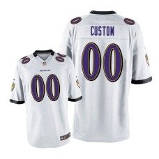 Men's Baltimore Ravens #00 White Custom Nike Game Jersey