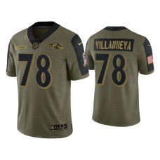 Men's Baltimore Ravens #78 Alejandro Villanueva Olive 2021 Salute To Service Limited Jersey