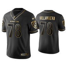 Men's Baltimore Ravens #78 Golden Edition Vapor Limited Ravens Alejandro Villanueva Black Jersey