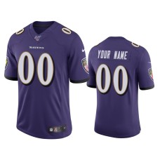 Men's Baltimore Ravens #00 100th Season Custom Purple Vapor Limited Jersey