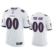 Men's Baltimore Ravens #00 Custom 100th Season White Vapor Limited Jersey