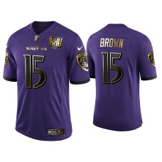 Men's Baltimore Ravens #5 25th Anniversary Marquise Brown Purple Golden Limited Jersey