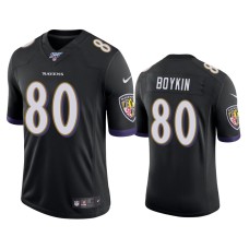 Men's Baltimore Ravens #80 Miles Boykin 100th Season Black Vapor Limited Jersey