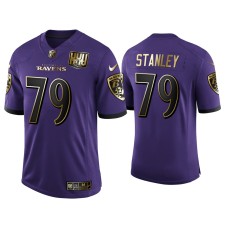 Men's Baltimore Ravens #79 25th Anniversary Ronnie Stanley Purple Golden Limited Jersey