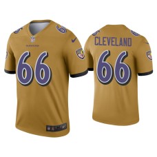 Men's Baltimore Ravens #66 Ben Cleveland Gold Inverted Legend Jersey