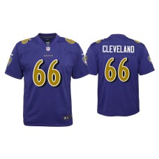 Youth Baltimore Ravens #66 Ben Cleveland Purple Color Rush Game Jersey