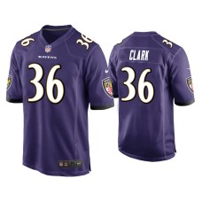 Men's Baltimore Ravens #36 Chuck Clark Purple Game Jersey