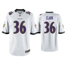 Men's Baltimore Ravens #36 Chuck Clark White Game Jersey