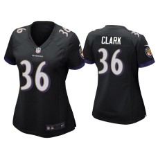 Women's Baltimore Ravens #36 Chuck Clark Black Game Jersey