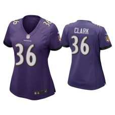 Women's Baltimore Ravens #36 Chuck Clark Purple Game Jersey