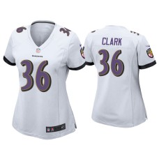 Women's Baltimore Ravens #36 Chuck Clark White Game Jersey